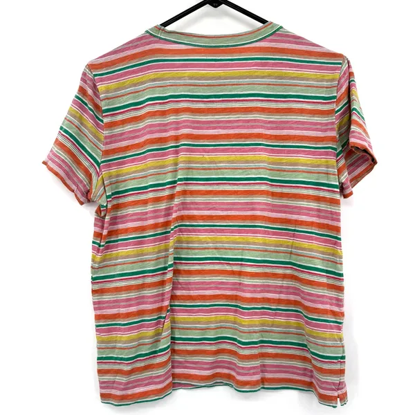 Loft Size Large Striped Multicolor Short Sleeve T-Shirt Tee Top Shirt Blouse - Image 2
