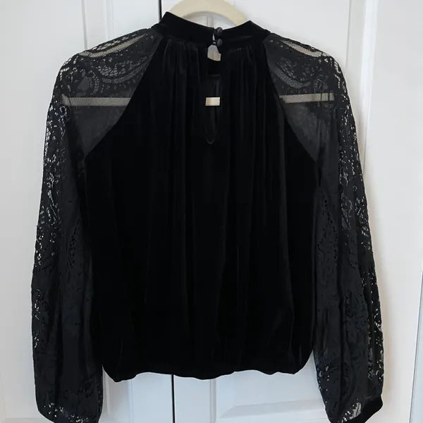 Free People Lace & Velvet Sleeve Dream Team Top - Image 5