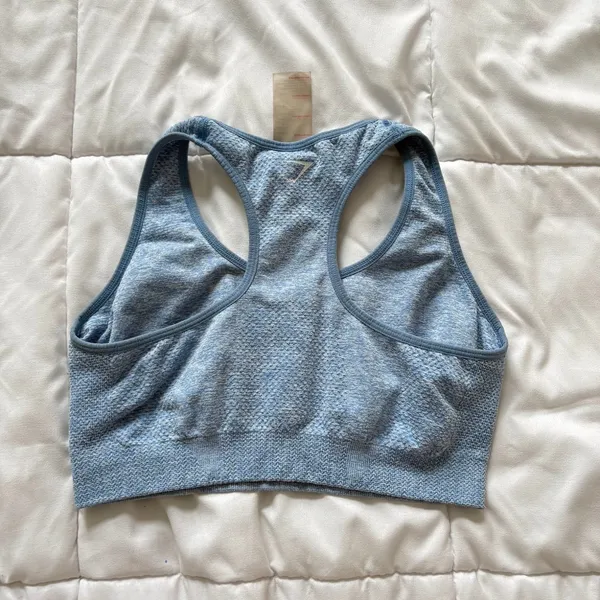 Gymshark Vital Seamless Sports‎ Bra Light Blue Racerback Activewear Gym Training - Image 5