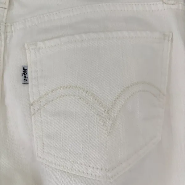 Levis 524 Too Superlow Skinny Jeans White‎ Denim Low Rise Womens 16x31 - Image 9