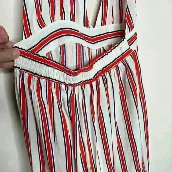 Urban Outfitters Raven striped Plunging Halter‎ Style cropped Jumpsuit sz S - Image 8