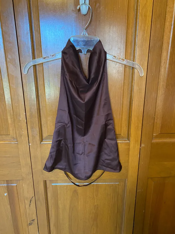SheIn Brown Open Back Halter Going Out Top Small - Image 3