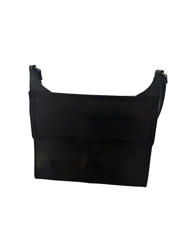 Fossil Black Leather Flap Front Crossbody Bag Long Strap Pocket One Size Women's - Image 3