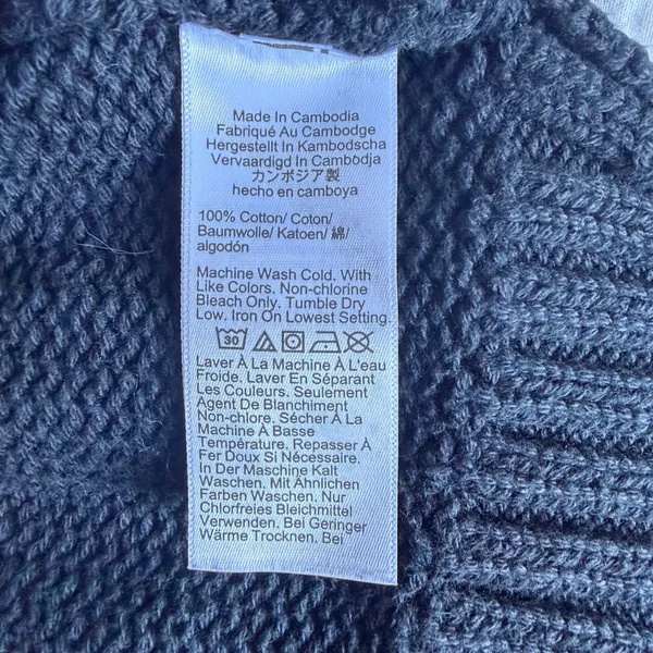 J.Crew Black 100% Cotton Shaker Stitch V-Neck Button Front Cardigan Sweater - Image 3