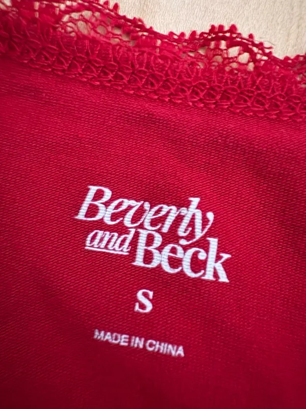 Beverly and Beck Lace Off Shoulder Red Top - Image 2
