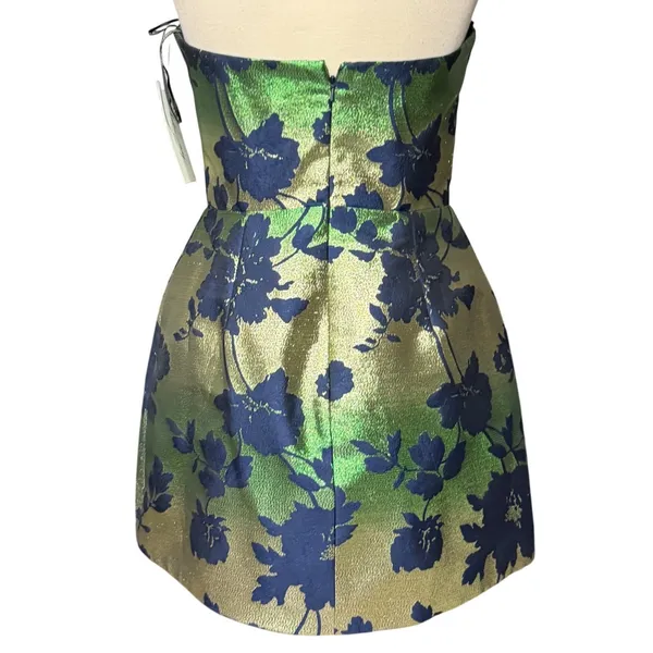 Katie May Valerie Metallic Floral Strapless Mini Dress Womens S Emerald Garden - Image 6
