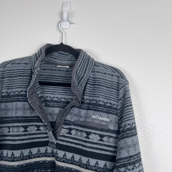 Columbia Womens Aztec T Snap Pullover Fleece‎ Jacket Blue Black Sz L - Image 3