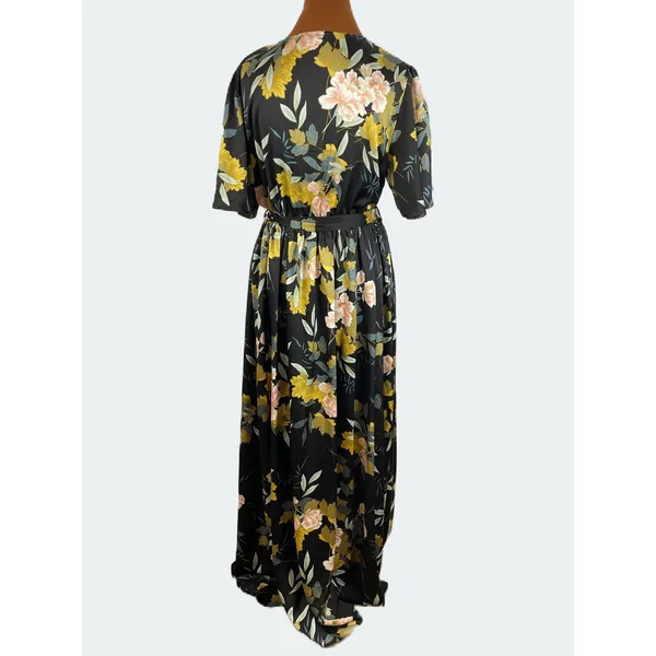 Baltic Born Black Sicily Maxi Floral Satin Dress Size XXL - Image 4