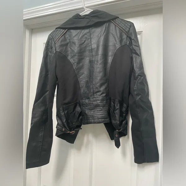 Like new medium black leather jacket with rose gold hardware - Image 3