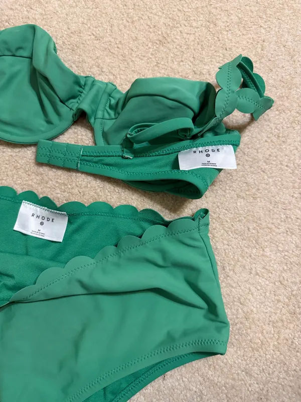 Rhode Target x Swimsuit Green Scallop Trim Two-Piece Women’s M - Image 3