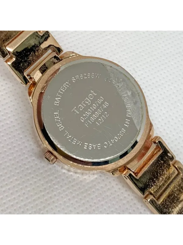 Rose gold tone women’s watch 29mm quartz analog floating crystals 7” running - Image 8