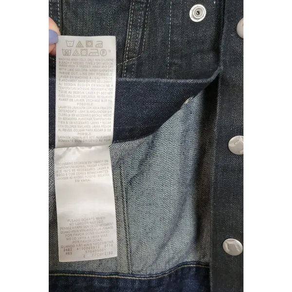 Levis Red Tab Trucker Denim Jacket Womens Medium Dark Wash Snap Closure 2 Pocket - Image 5