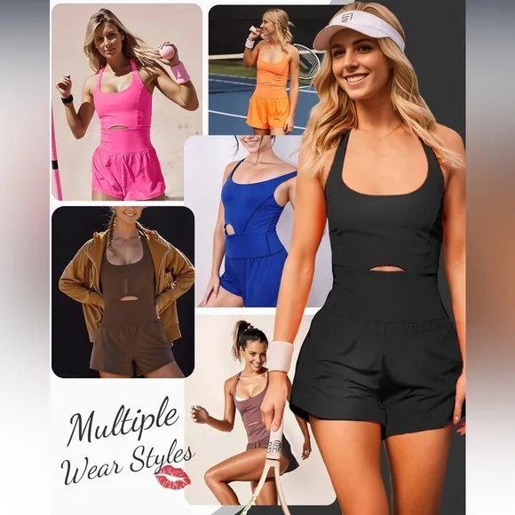 Womens New Wenlia Workout Romper Onesie with Padded Bras Sleeveless Romper - Image 2