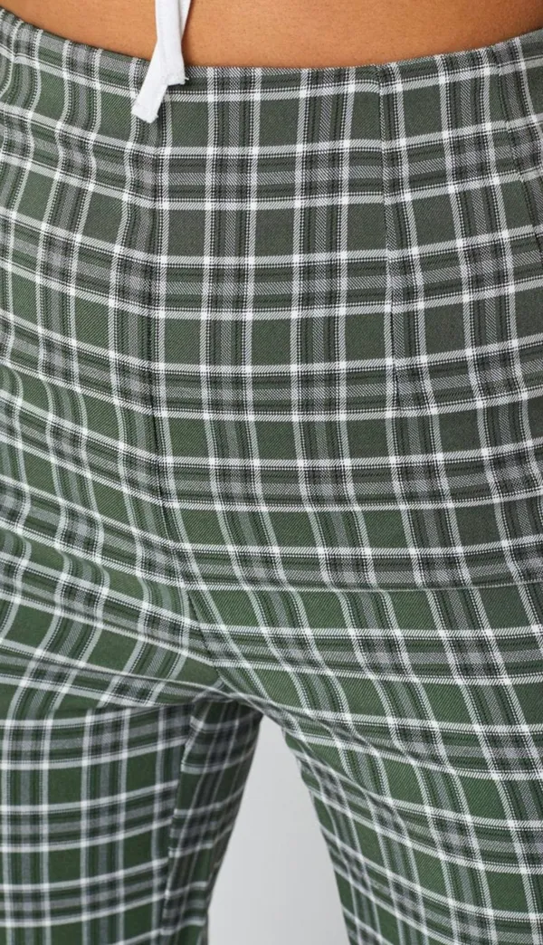 Beginning Boutique Kimbo Checked Pants Green - Image 5
