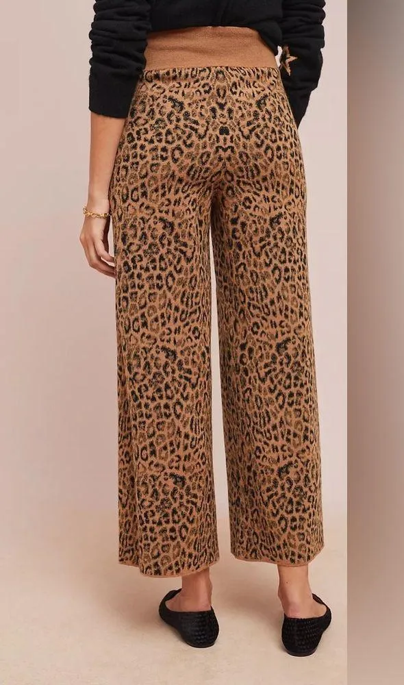 Anthropologie MOTH Leopard Sweater-Tie Knit Trousers S - Image 4