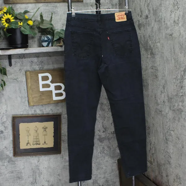 Levi's Womens Vintage Y2K 512 Slim Fit Tapered Leg Jeans Black Wash 14M - Image 2