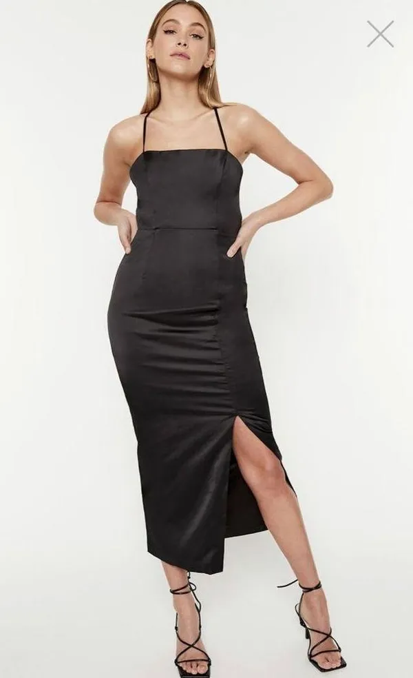 Bardot Hallie Cross Back Midi Dress Black Womens Size Medium - Image 2