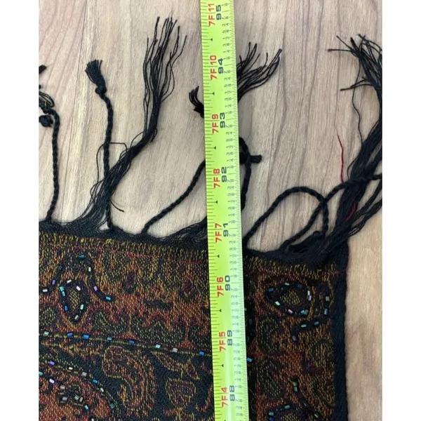 Lg Antique‎ Collectors Club RTM Beaded Shawl Cashmere Silk Blend Global Vintage - Image 7