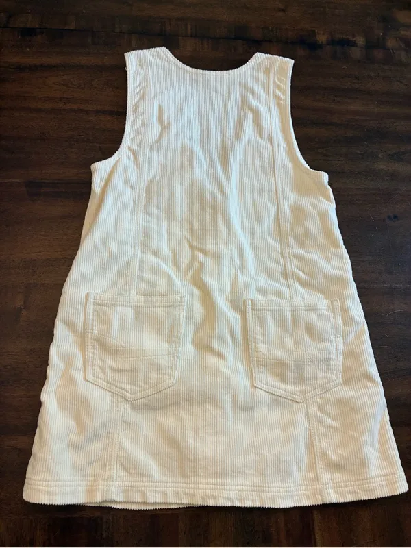 American Eagle Dress Women’s Small Corduroy Cream Button Down Sleeveless Jumper - Image 3