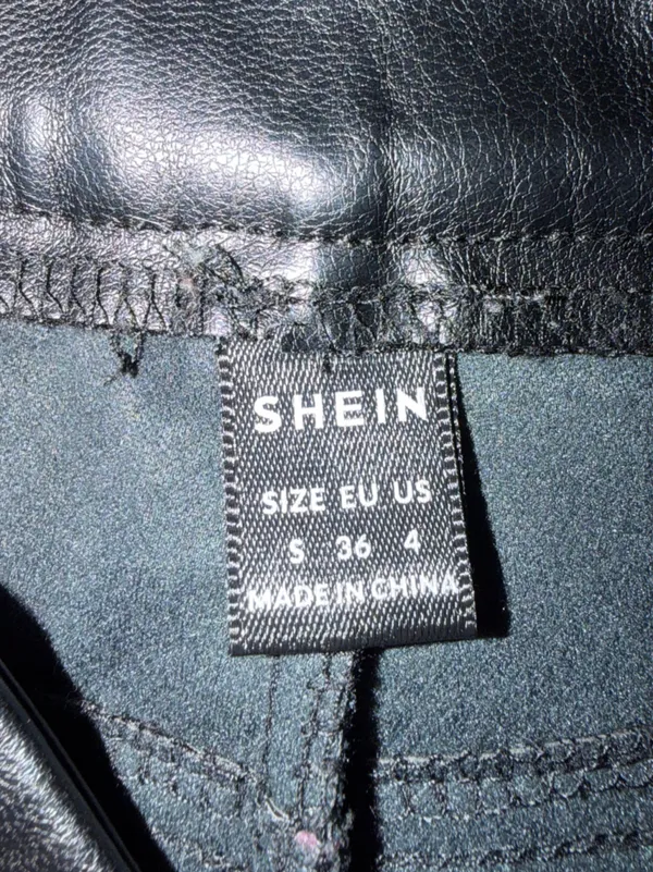 SHEIN Black Faux Leather Wide-Leg Jeans - Image 6