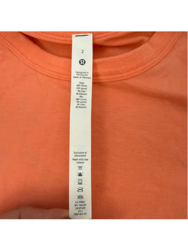 Lululemon Classic-Fit Cotton-Blend T-Shirt Sunny Coral - Size 2 - Image 6