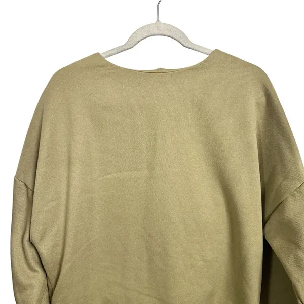 ASOS EDITION Womens Sz XS Jersey Crew Neck Open Back Detail Mini Dress Khaki - Image 3
