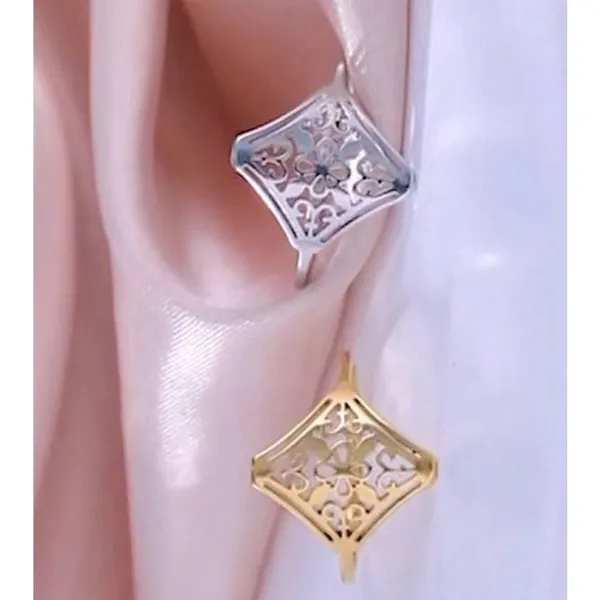 NEW 14k White Gold-Plated 316L Cut Out‎ Filigree Hollow Flower Ring, Size 7 - Image 3