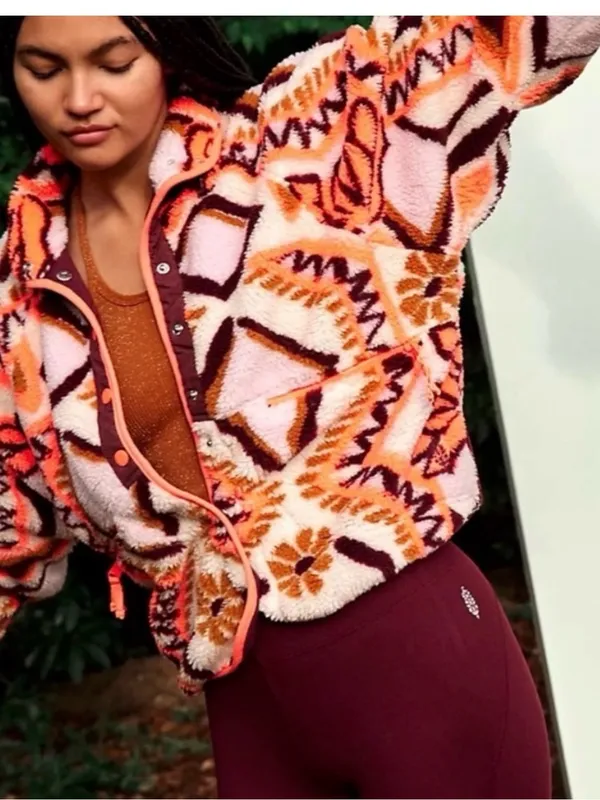 Free People FP Movement hit the slopes snap fleece jacket XS Oversized - Image 2