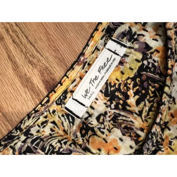 Free People We The Free Small COOL MEADOW Printed Floral Top Orange Earthy Boho - Image 7
