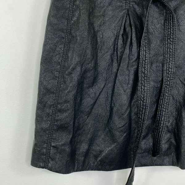 Free People‎ Payton Womens 0 Black Faux Leather Mini Skirt Paperbag Waist Y2K - Image 4