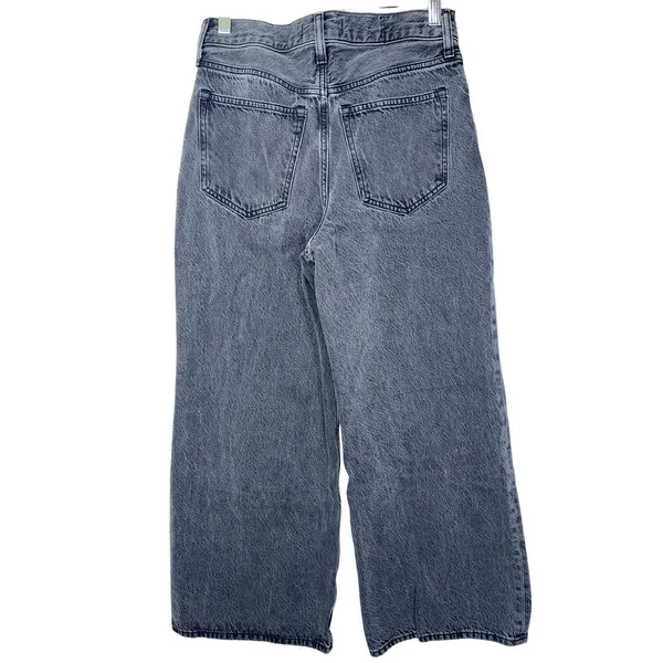 Abercrombie & Fitch The Wide Leg High Rise Black Denim Jeans Womens 26 S Short - Image 2