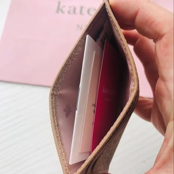 Kate Spade New York Gold Glitter Slim Card Holder Wallet NWT - Image 5
