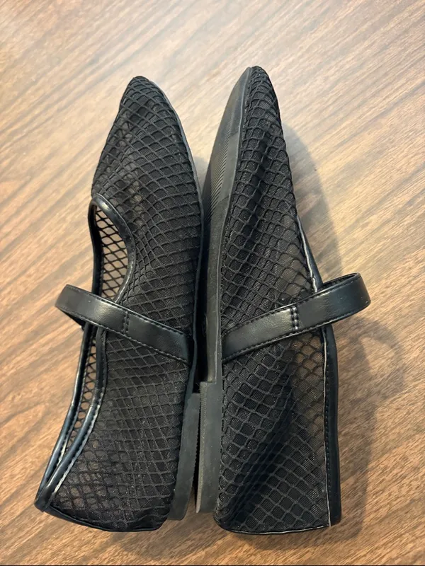 Ophelia Roe Size 9 Black Mesh Fishnet Mary Jane Flats - Image 2