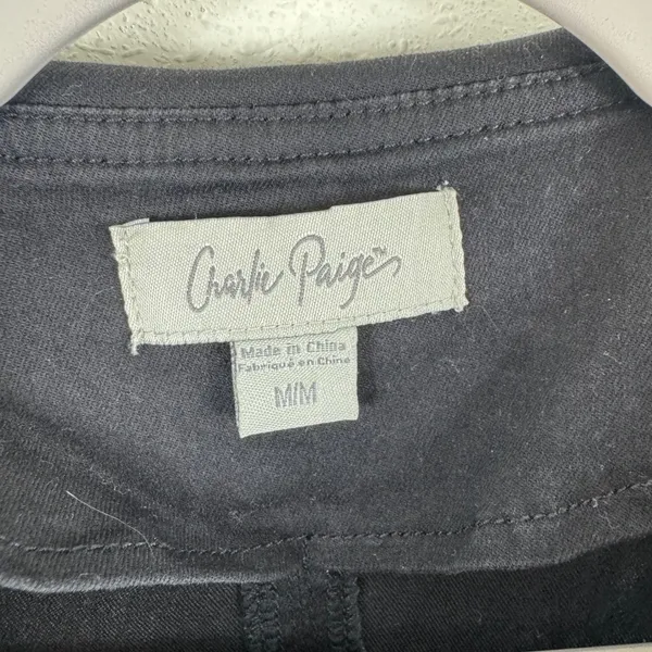 Charlie Paige Black Ruffle Front Open Vest‎ Peplum Glam Rock Party Medium - Image 3