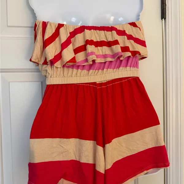 NWT Patterson J Kincaid Rosalie Strapless Stripe Romper Pockets XS - Image 2