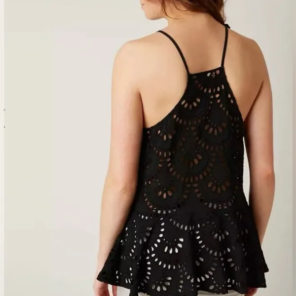 Intimately Free People Starry Eyelet Whimsigoth Boho Bow Preppy Festival Tank XS - Image 4