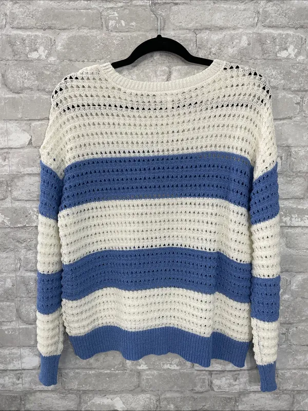 Maurices Striped Boucle Open Stitch Crew Neck Sweater - Image 3