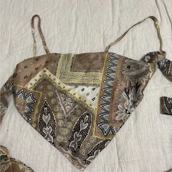 SheIn Halter top Brown Patchwork Size Small - Image 6