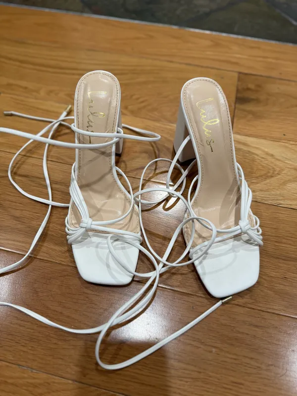 Lulus White Lace Up Heels - Image 3