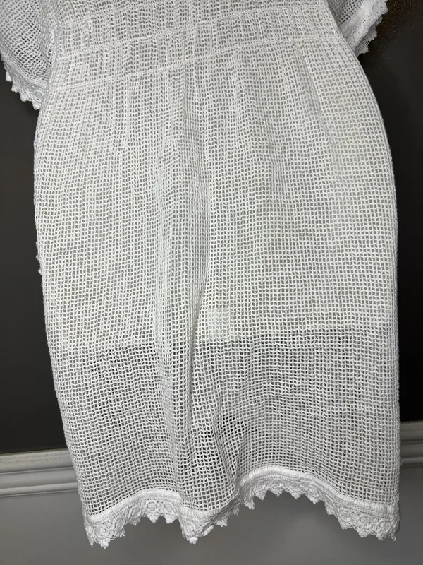 SeaSpice Cover Up Womens Medium White Crochet Mesh Lace Trim Beach Tunic Swim - Image 10