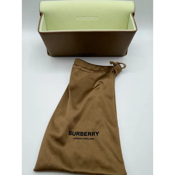 Burberry Tan Leather‎ Triangular Sunglasses Case with Dust Bag London England - Image 2