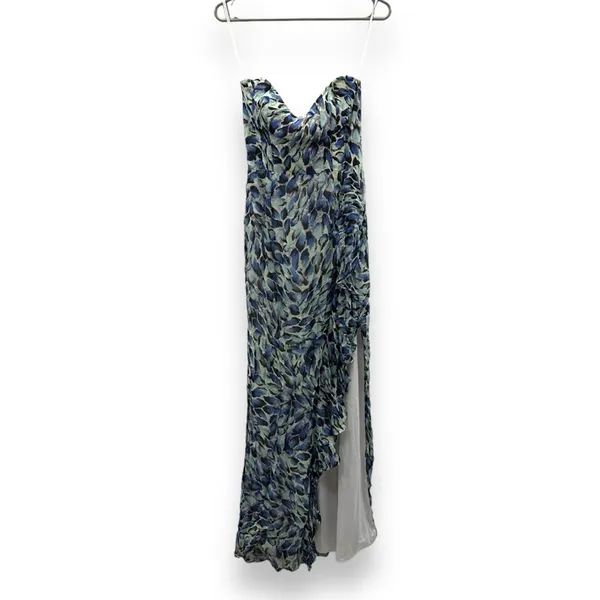 RTR Katie May Baby Cakes Off White & Blue Printed Strapless‎ Maxi Dress Sz S - Image 3