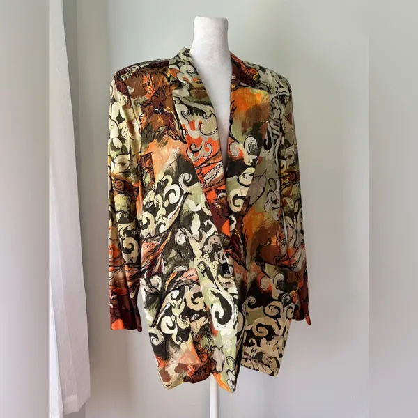 Vintage ‘90s Melrose Abstract Print Single Breasted Relaxed Fit Blazer - Image 3