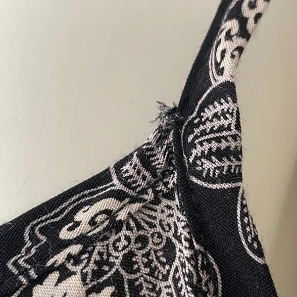 Vintage 90s Slip‎ Dress Women Sleeveless Retro Black White Floral Rayon Summer - Image 9