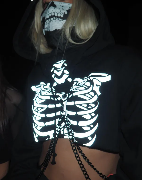 Dolls Kill Skull Cropped Sweatshirt - Image 4