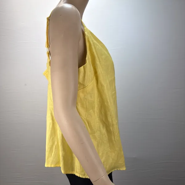 Boston Proper Polished Linen V-Neck‎ Tank Top Shirt Size XL Lemon Drop Yellow - Image 4