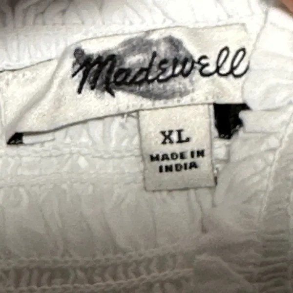 Madewell Smocked Ruched Crop Tank‎ Top White XL - Image 3