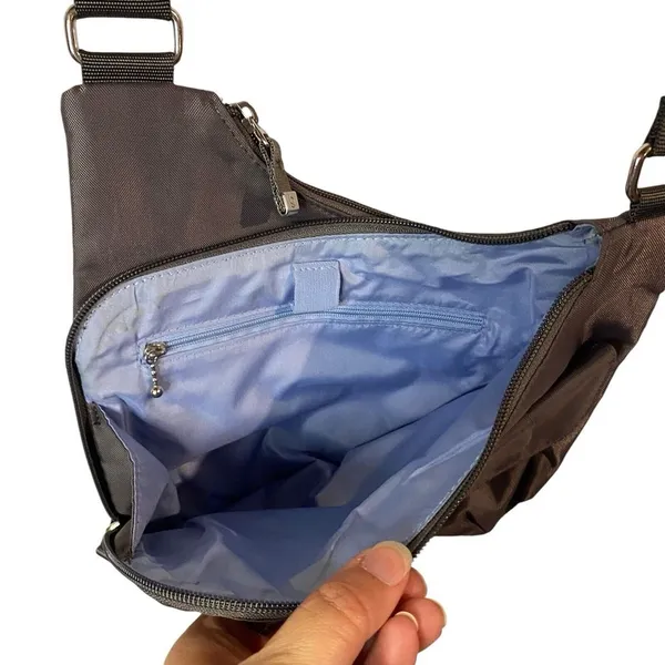 Baggallini Gray‎ Nylon Crossbody Zip Travel Purse Woman Cross Over Lightweight - Image 3