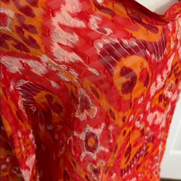Tory Burch Tunic Orange sequined bright blouse‎ top shirt size 8 - Image 2
