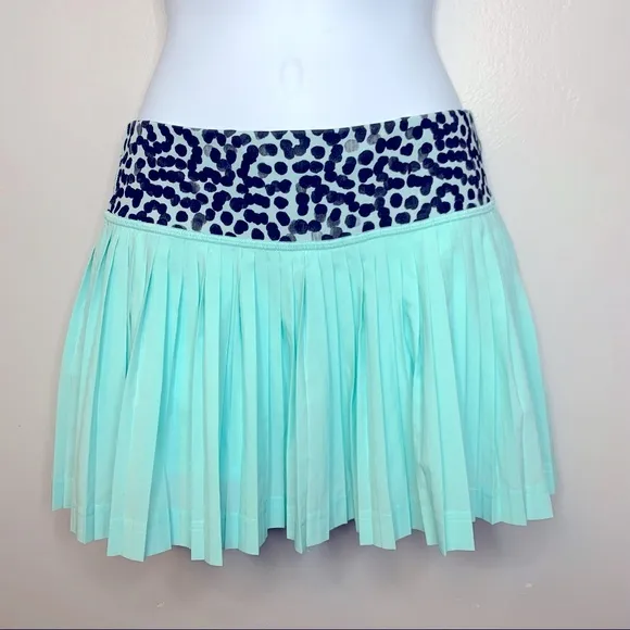 Lululemon Pleat To Street‎ II Teal Blue Spotted Skirt Size 2 - Image 3